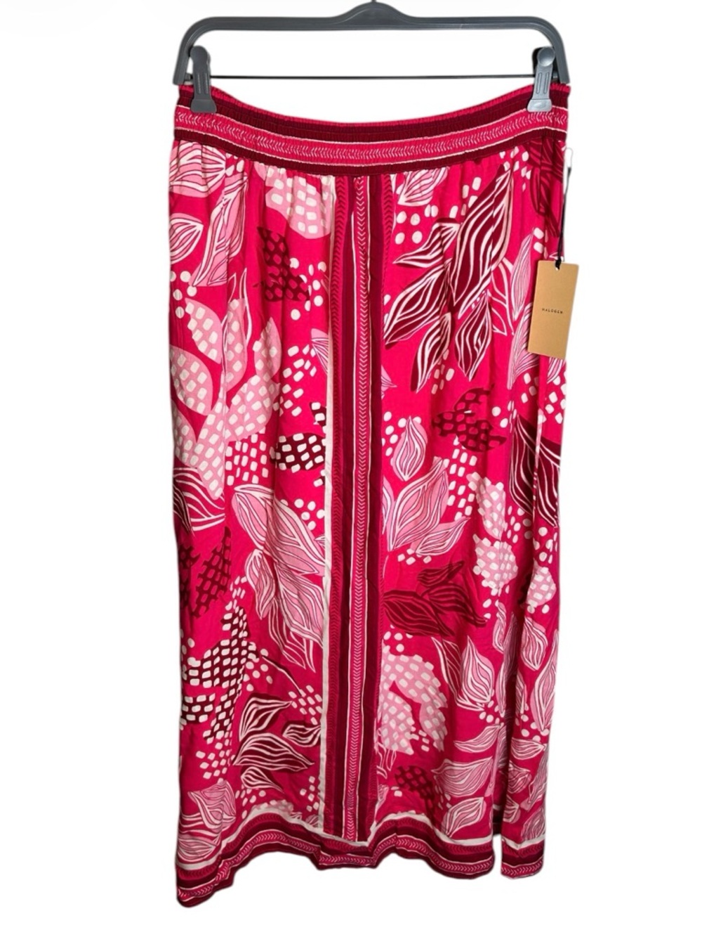 NWT Halogen Pink Floral Coastal A Line Midi Skirt - Picture 2 of 5